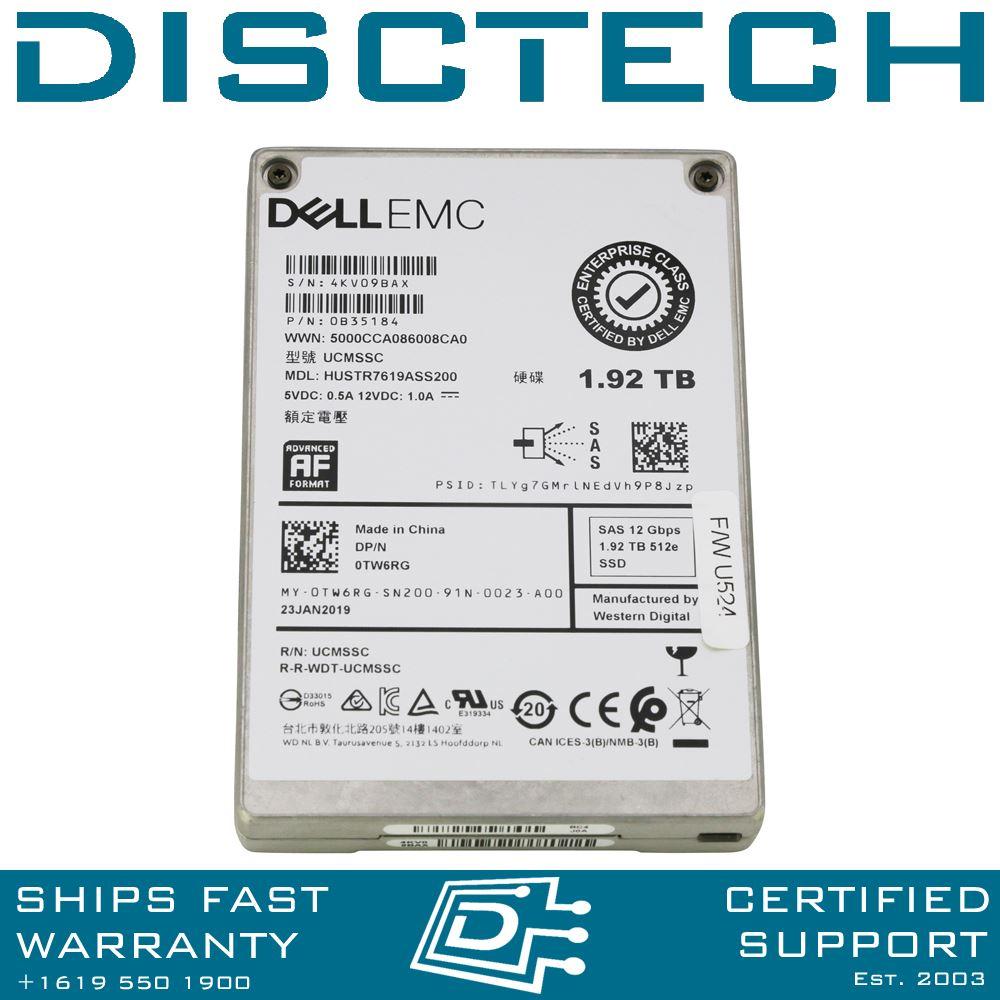Dell EMC TW6RG Hitachi 0B35184 / HUSTR7619ASS200 1.92TB 2.5" 12Gbps SAS RI SSD - Picture 1 of 3
