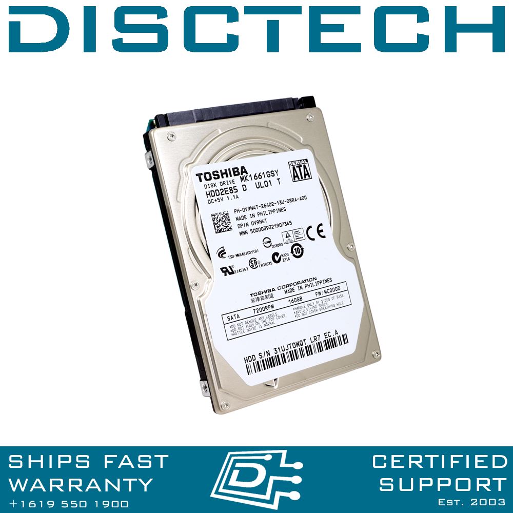 Dell DGMXG / Toshiba MK1661GSYFN 160GB 7,2K 2,5" SATA 3,0Gb/s Notebook HDD - Bild 1 von 3