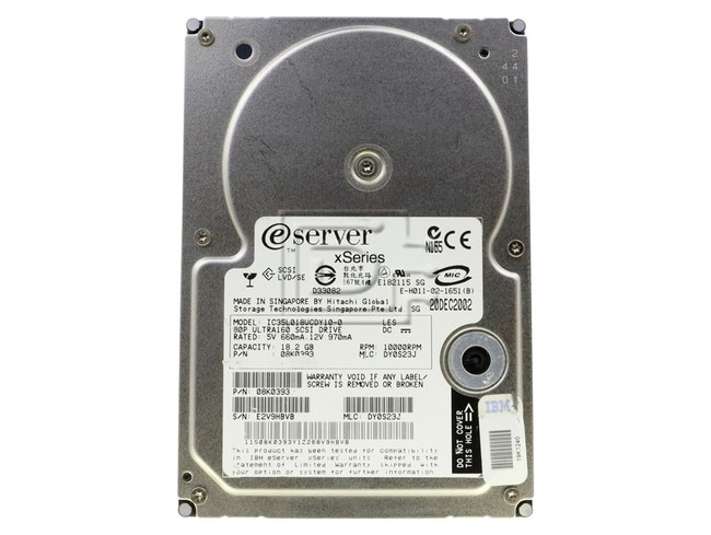 IBM 08K0393 IC35L018UCDY10 IC35L018UCDY10-0 06P5369 SCSI Hard Drives Image 1 image
