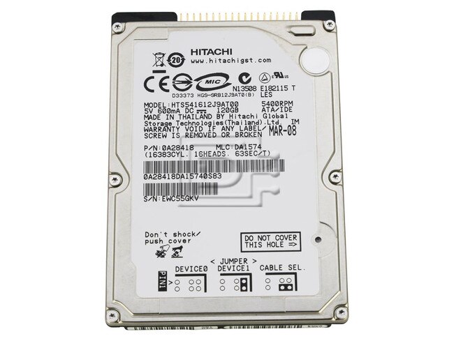Hitachi 0A28418 HTS541612J9AT00 Laptop IDE ATA100 Hard Drive image 1