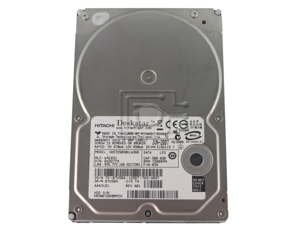 Hitachi Deskstar 7K1000.C 0F10381 / HDS721050CLA362 500GB Hitachi Deskstar 7K1000.C 0F10381 / HDS721050CLA362 500GB
