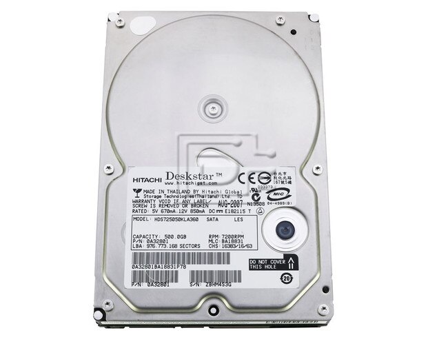 Hitachi 0A32801 HDS725050KLA360 SATA 3.5" Hard Drive image 1