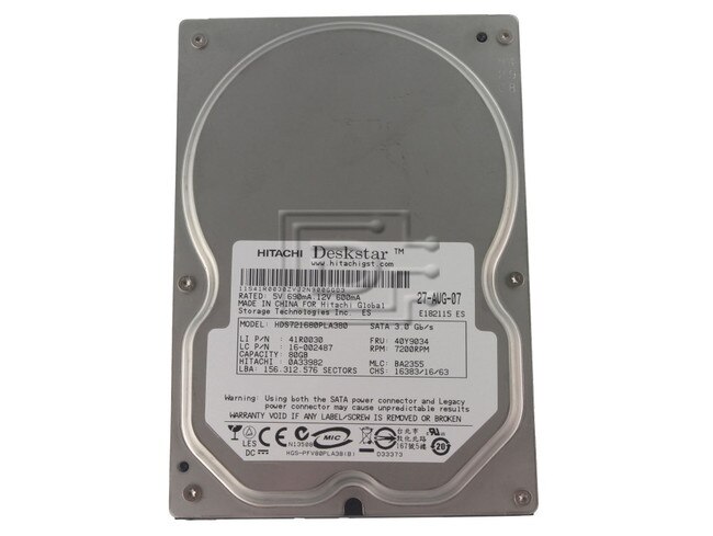 Hitachi 0A33982 HDS721680PLA380 SATA Hard Drive image 1
