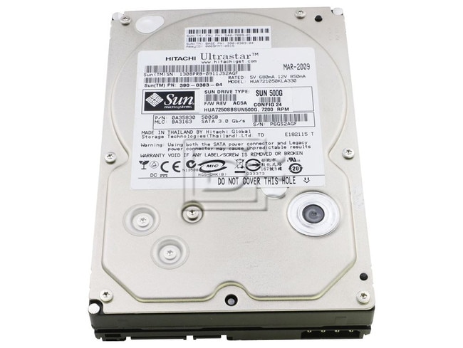 HGST 0A35830 390-0383-04 HUA7250SBSUN500G SATA 3.5" Hard Drive Image 1 image