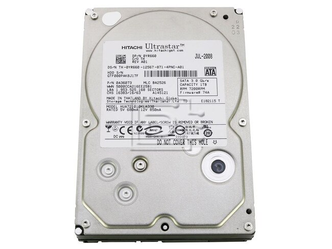 HGST 0A36073 YR660 0YR660 HUA721010KLA330 SATA Hard Drive Image 1 image