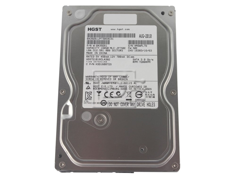 Hitachi Deskstar 7K1000.C 160GB 7.2K SATA Hard Disk Drive 0A39261