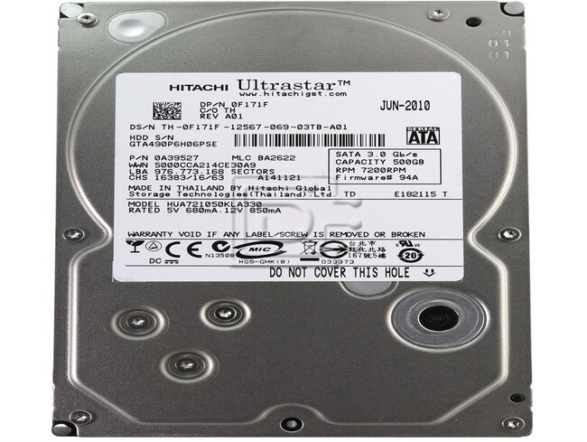 HGST 0A39527 HUA721050KLA330 0F171F F171F SATA Hard Drive Image 2 image