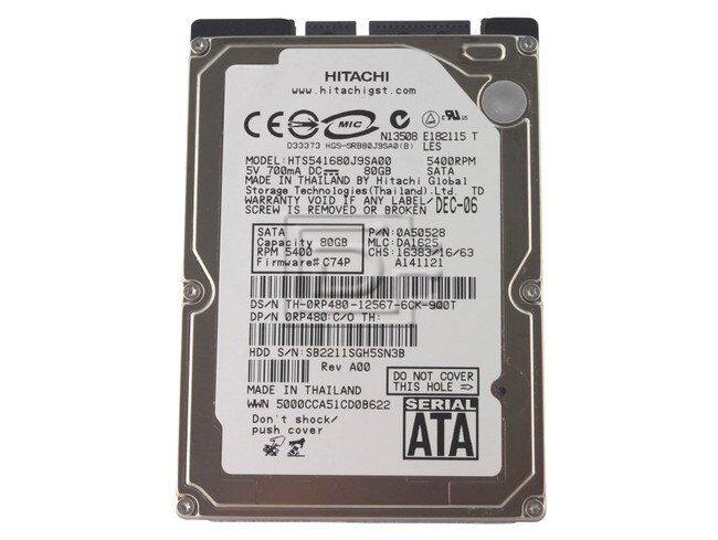 HGST 0A50528 HTS543280L9A300 RP480 0RP480 Laptop SATA 2.5" Hard Drive Image 1 image