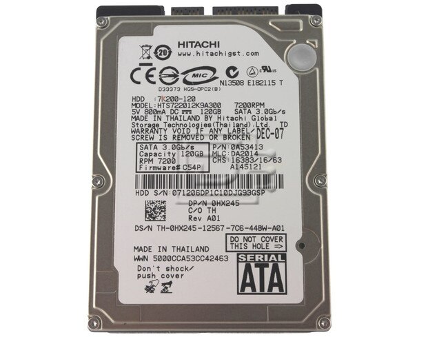 Hitachi 0A53413 HTS722012K9A300 HX245 0HX245 Laptop SATA 2.5" Hard Drive image 1