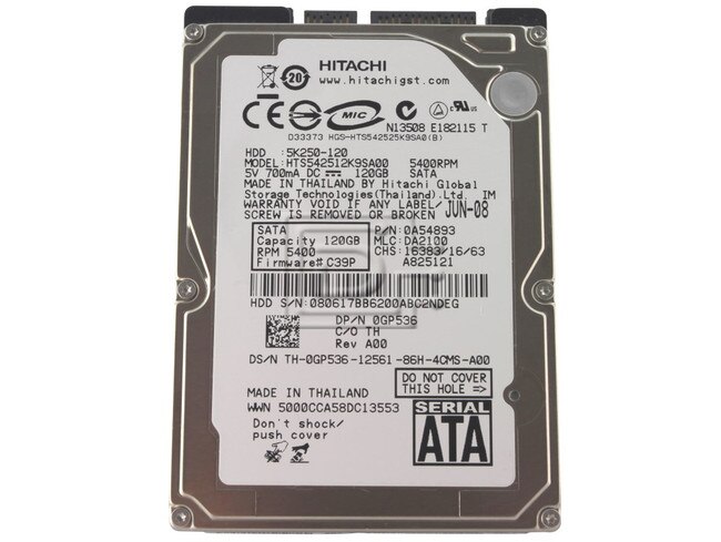 Hitachi 0A54893 GP536 0GP536 HTS542512K9SA00 SATA 2.5" Laptop Hard Drive image 1