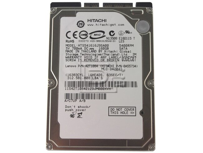 Hitachi 0A55734 HTS541616J9SA00 SATA 2.5" Hard Drive Samsung HHM160HI image 1