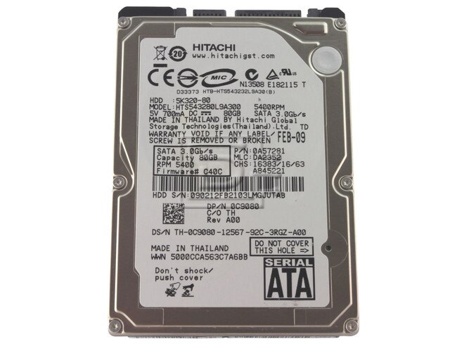Hitachi 0A57281 HTS543280L9A300 Laptop SATA 2.5" Hard Drive image 1
