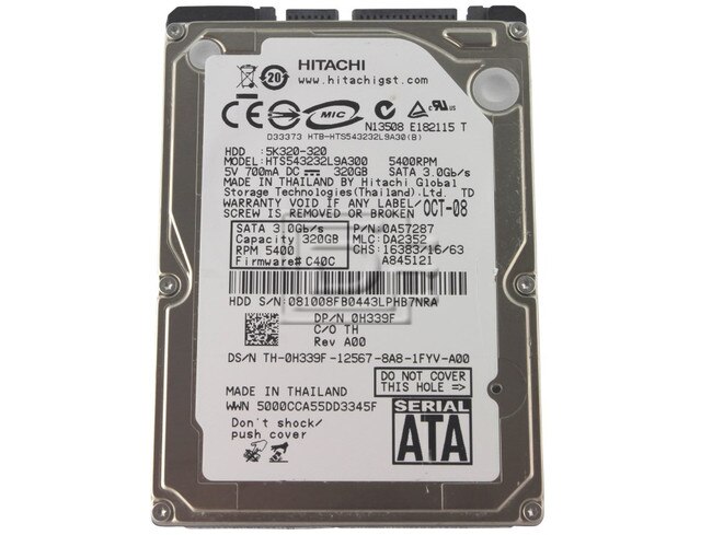 Hitachi 0A57287 HTS543232L9A300 H339F 0H339F Laptop SATA 2.5" Hard Drive image 1