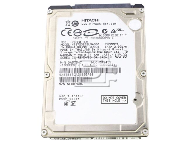 Hitachi 0A57547 HTS723232L9A360 Laptop SATA 2.5" Hard Drive image 1