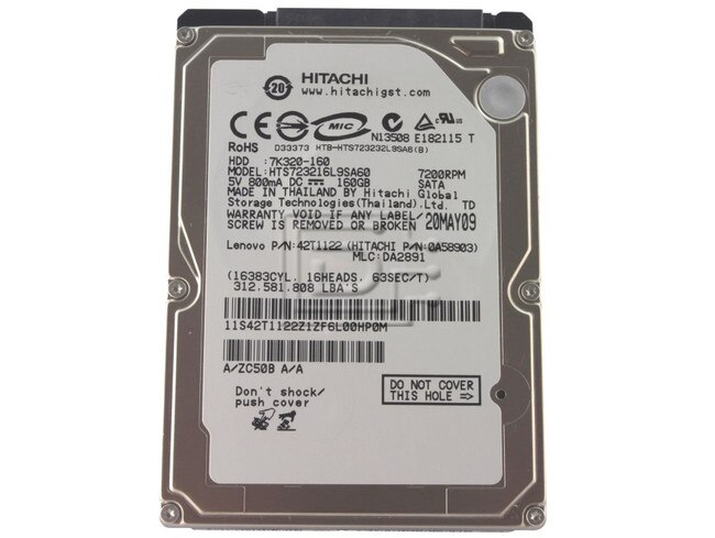 Hitachi 0A25016 HTS723216L9SA60 Laptop SATA 2.5" Hard Drive image 1