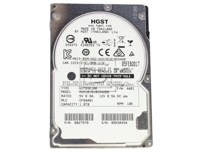 HGST HUC101818CS4200 0B27978 SAS Hard Drive Image 1 image