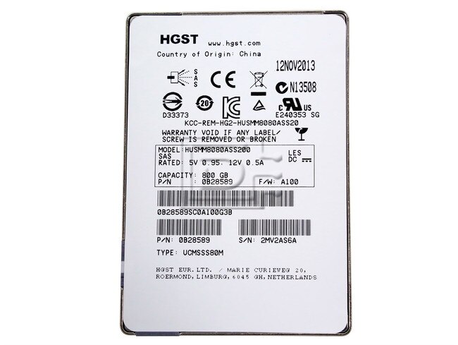 HGST 0B28589 HUSMM8080ASS200 SAS Solid State Drive Image 1 image