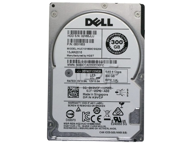 HGST 0B31853 HUC101830CSS204 K9VCF 0K9VCF SAS Hard Drive Image 2 image