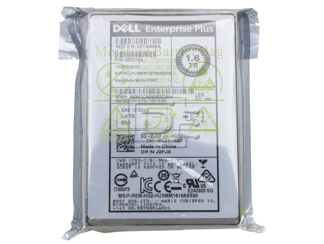 HGST 0B32124 J2FJX 0J2FJX HUSMM1616ASS200 HUSMM1616ASS201 SAS Solid State drive Image 1 image