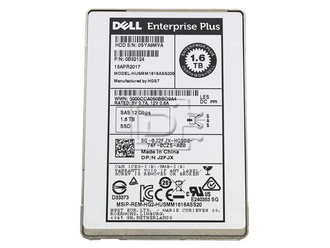 HGST 0B32124 J2FJX 0J2FJX HUSMM1616ASS200 HUSMM1616ASS201 SAS Solid State drive Image 2 image