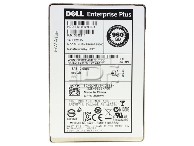 HGST 0B32211 JM8V4 0JM8V4 HUSMR1610ASS200 SAS Solid State Drive Image 1 image