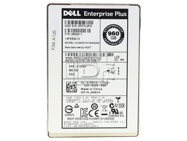 HGST 0B32211 JM8V4 0JM8V4 HUSMR1610ASS200 SAS Solid State Drive Image 1 image