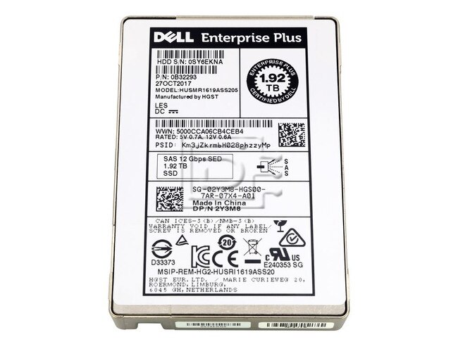 HGST 0B32293 2Y3M8 02Y3M8 HUSMR1619ASS205 SAS Solid State Drive Image 1 image
