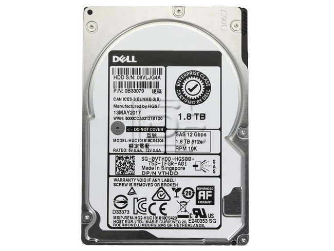 HGST 0B33079 HUC101818CS4204 VTHDD 0VTHDD SAS Enterprise Hard Drive 2.5 inch SFF Image 3 image