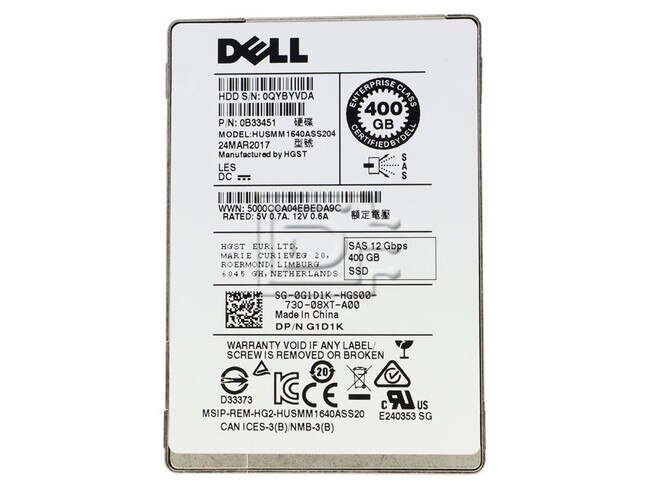 HGST 0B33451 G1D1K 0G1D1K P6GMC 0P6GMC HUSMM1640ASS204 HUSMM1640ASS200 eMLC Enterprise SAS SSD Solid State Drive Image 1 image