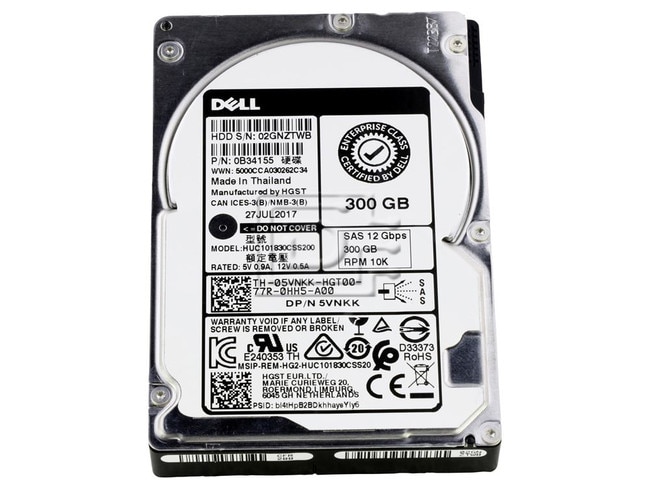 HGST 0B34155 5VNKK 05VNKK HUC101830CSS200 SAS SFF Hard Drive Image 1 image