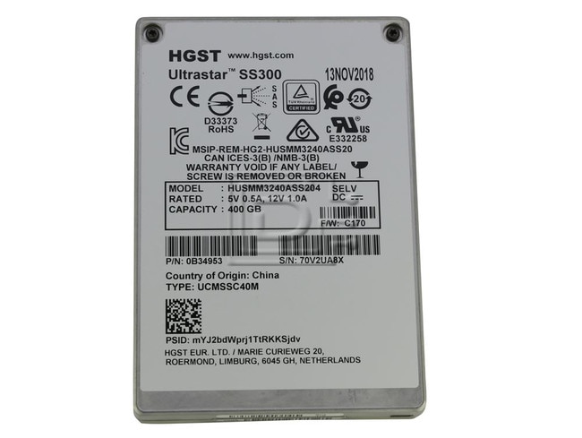 HGST 0B34953 HUSMM3240ASS204 SAS Solid State Drive Image 2 image