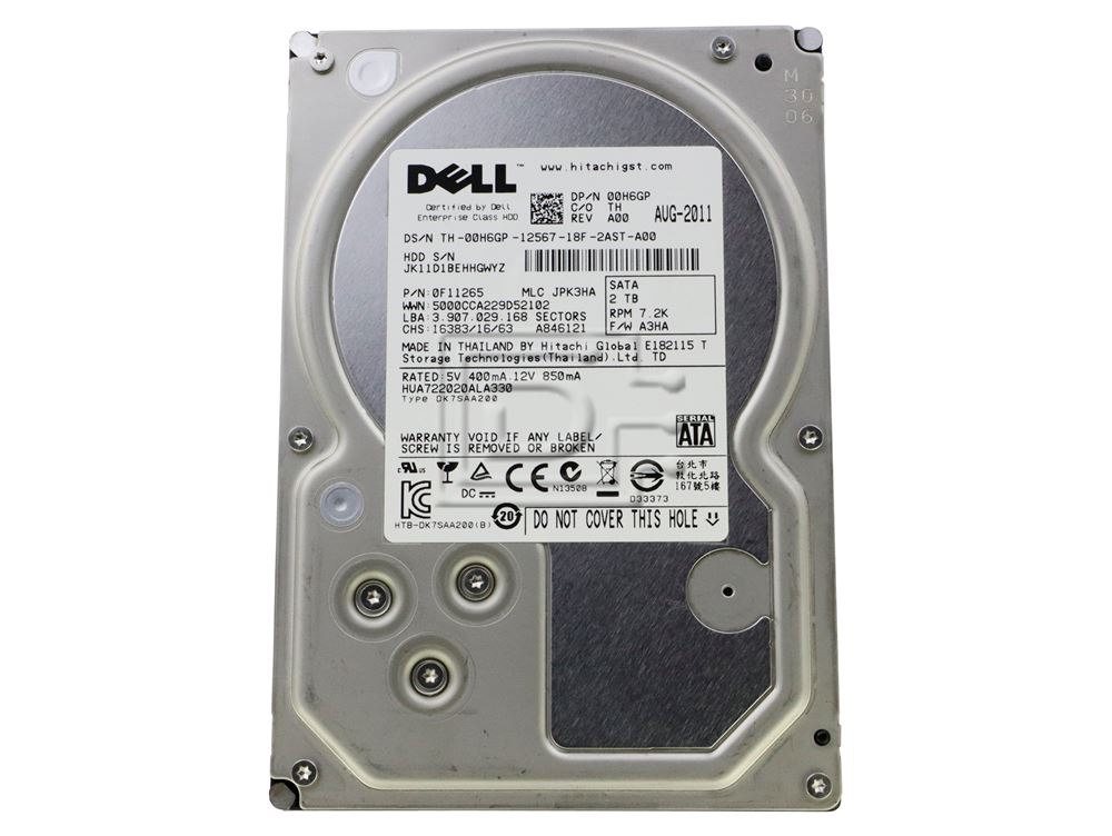 HGST 0F11265 HUA722020ALA330 0H6GP H6GP SATA Hard Drive Image 1 image