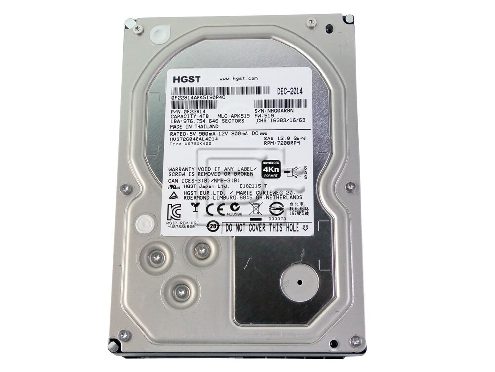 Hitachi Ultrastar 7K6000 0F22814 / HUS726040AL4214 4TB Enterprise