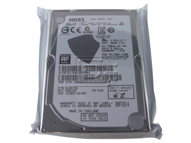 Hitachi 0J36761 HTS541515A9E630 SATA 2.5-inch Hard Drive image 
