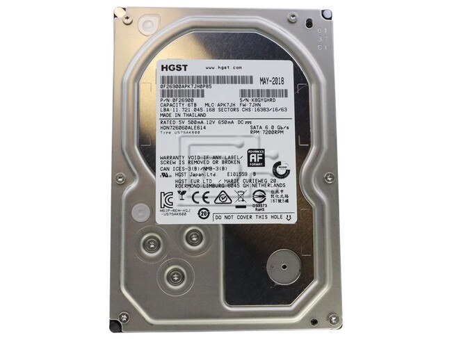 HGST 0S03839 H3IKNAS600012872SN HDN726060ALE610 SATA Hard Drives Image 1 image
