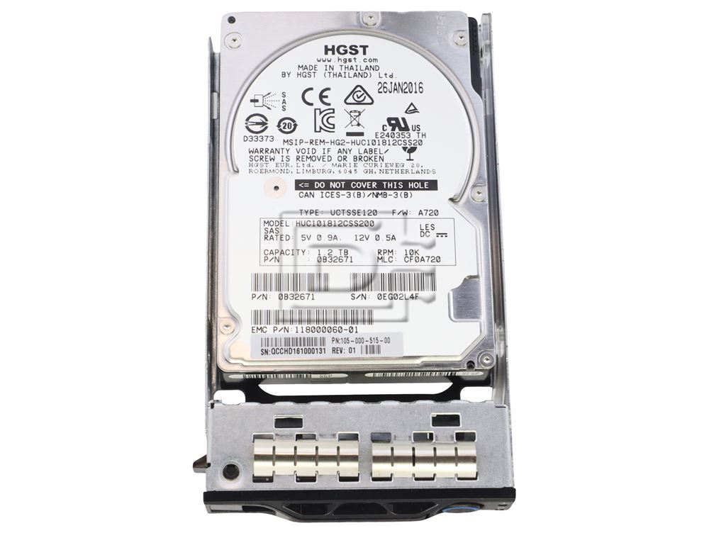 HGST 105-000-515-00 0B32671 HUC101812CSS200 118000060-01 HGST 1.2TB 10K SAS Hard Drive HDD Image 1 image