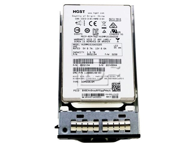 EMC 105-000-615-00 105-000-615-00 1.6TB SAS Write Intensive SSD Image 1 image