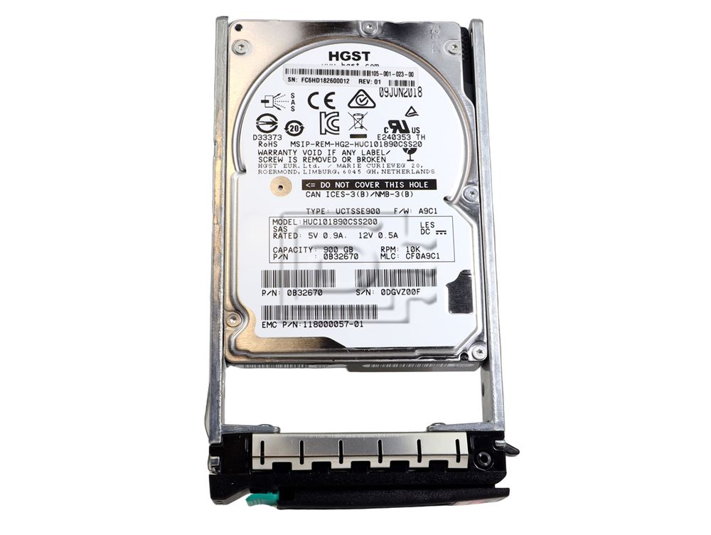 HGST 105-001-023-00 0B32670 HUC101890CSS200 118000057-01 Dell HGST 900GB 10K SAS Hard Drive HDD Image 2 image