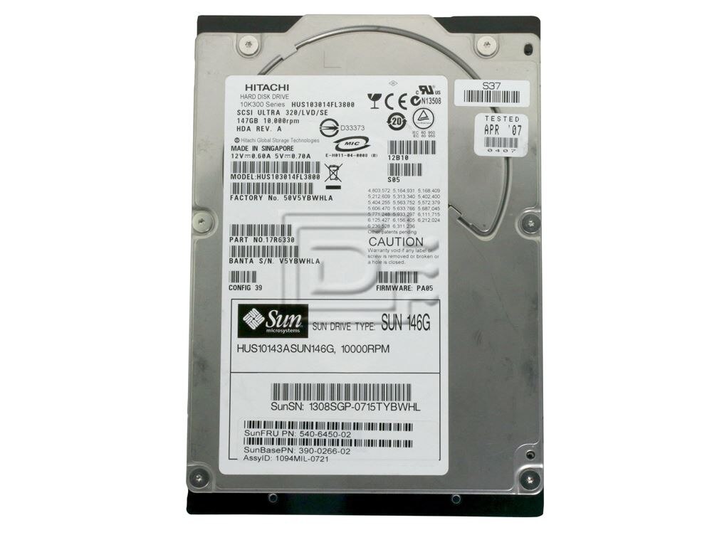 HGST 17R6330 390-0206-02 HUS10143ASUN146G SUN-146G 540-6450-02 SCSI Hard Drives Image 2 image
