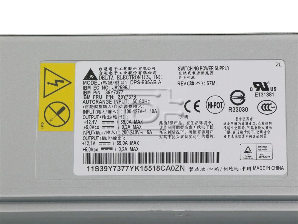 IBM 39Y7377 39Y7378 DPS-835AB 7001138-Y002 24R2730 24R2731 IBM Power Supply Image 4 image