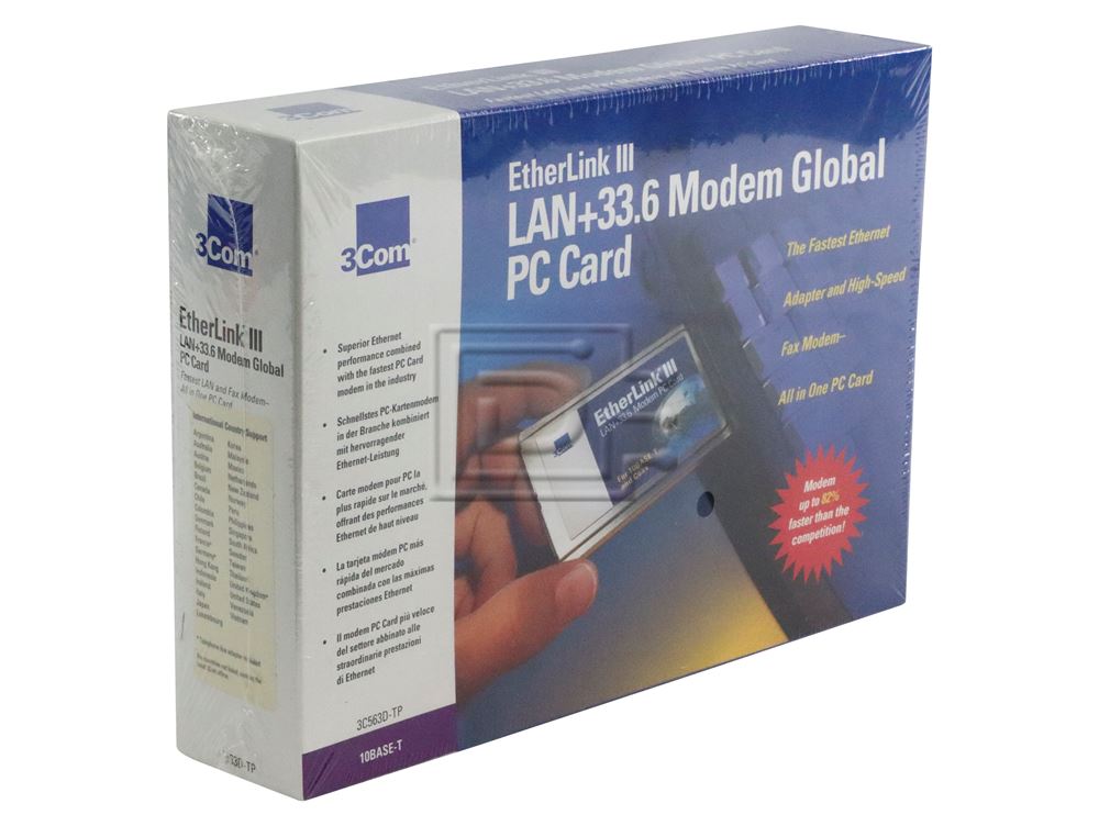 3Com 3C563D Combo ETHERLINK III 10Mb PCMCIA LAN + 33.6 Modem