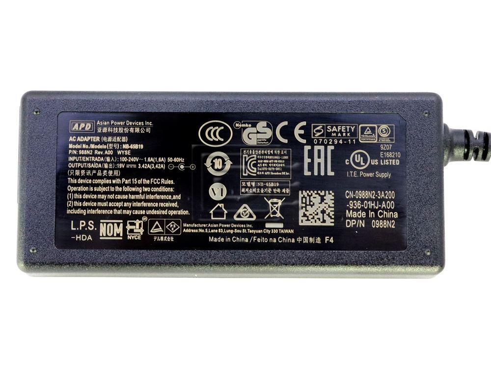 Dell 492-BBUX 59826 P0DTR 988N2 3MGNP Dell Laptop AC Power Adapter Image 2 image