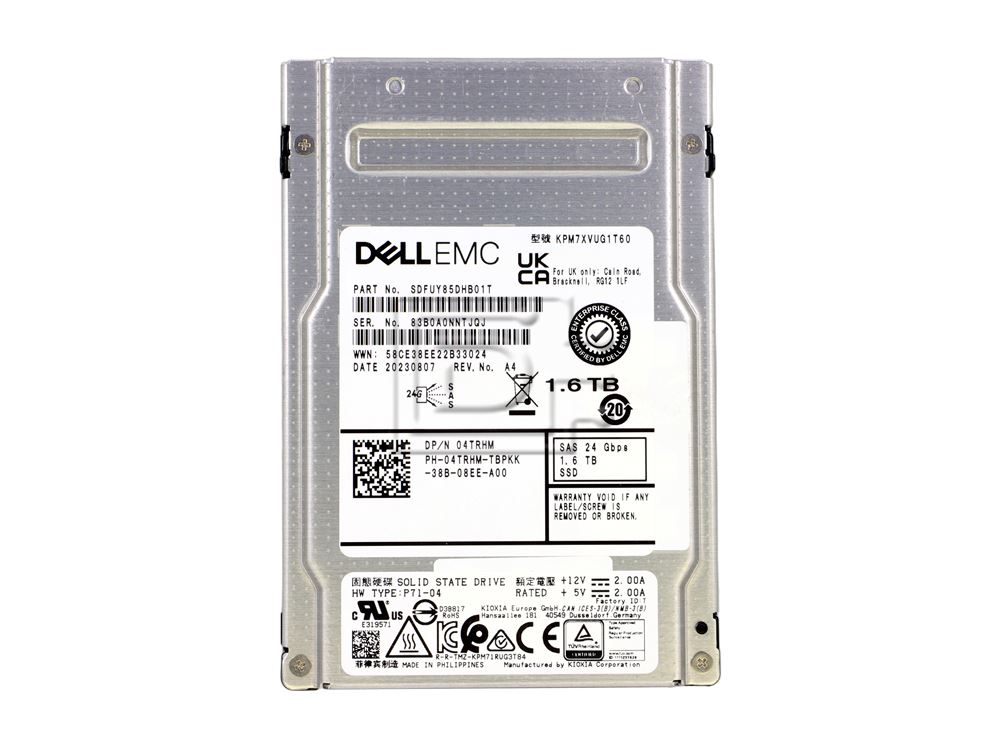Dell 4TRHM / KIOXIA KPM7XVUG1T60 1.6TB 2.5inch 24Gbps Mixed Use