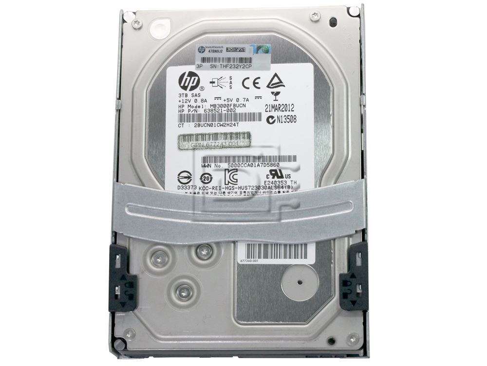 HEWLETT PACKARD 677355-001 638521-002 695507-003 677243-001 MB3000FBUCN 625030-001 SAS Hard Drive Image 2 image