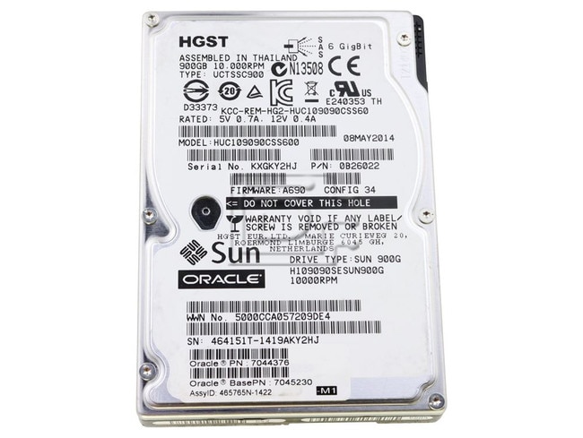 SUN MICROSYSTEMS 7044376 HUC109090CSS600 SAS SFF Hard Drive Image 1 image
