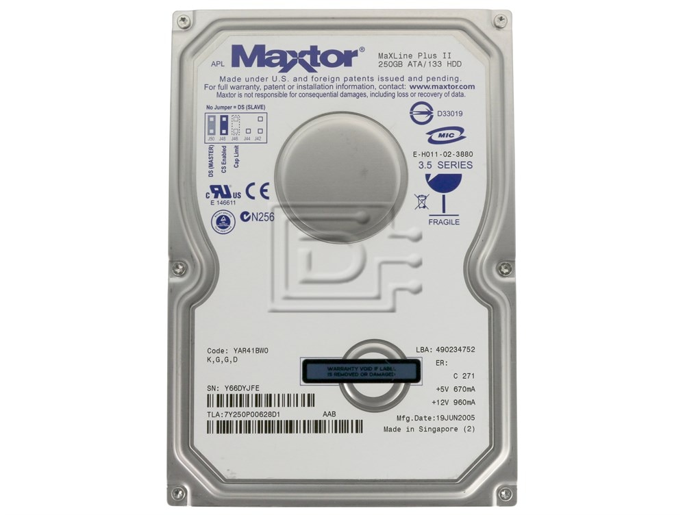 Maxtor 7Y250P0 ATA/133 EIDE Hard Drive Image 2 image
