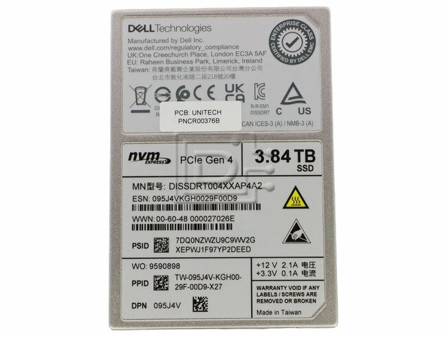 Dell 95J4V DISSDRT004XXAP4A2 PCIe NVMe Solid State Drive Image 1 image