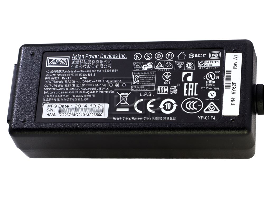 Dell 9Y62F 09Y62F 7PP4X 07PP4X 5W3KN 05W3KN KR0N8 0KR0N8 Dell Wyse 3010 3020 Laptop AC Power Adapter Image 3 image
