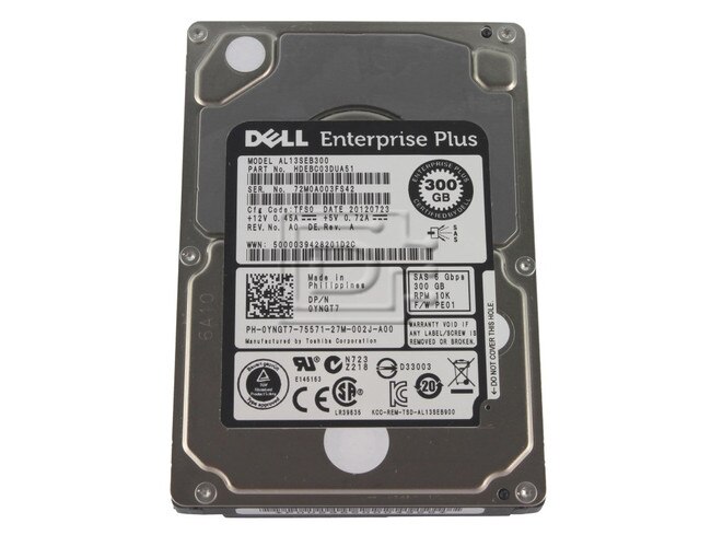 Toshiba AL13SEB300 YNGT7 0YNGT7 HDEBC03DUA51 SAS Hard Drive 2.5 inch SFF image 1
