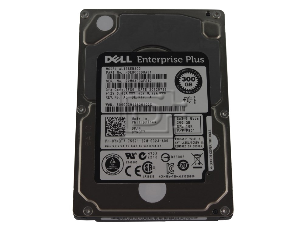 Toshiba AL13SEB300 YNGT7 0YNGT7 HDEBC03DUA51 SAS Hard Drive 2.5 inch SFF Image 3 image